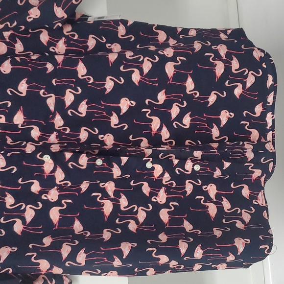 Old Navy Rare Flex XL Flamingo Button Down Shirt NWT Navy Pink - Picture 6 of 12